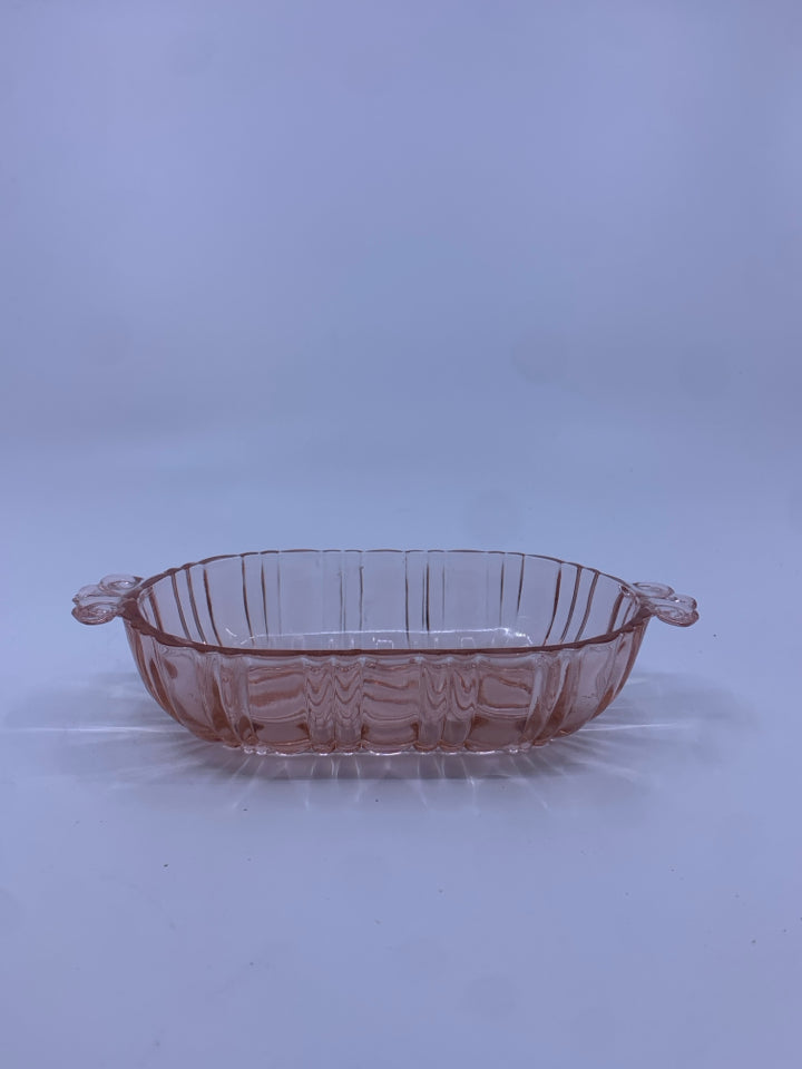 VTG PINK GLASS CONDIMENT BOWL.