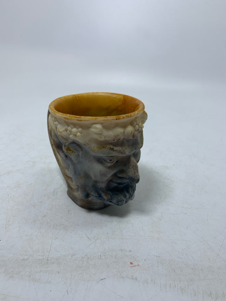 VTG INCOLAY STONE GREEK GOD MYTHOLOGICAL FACE MUG.