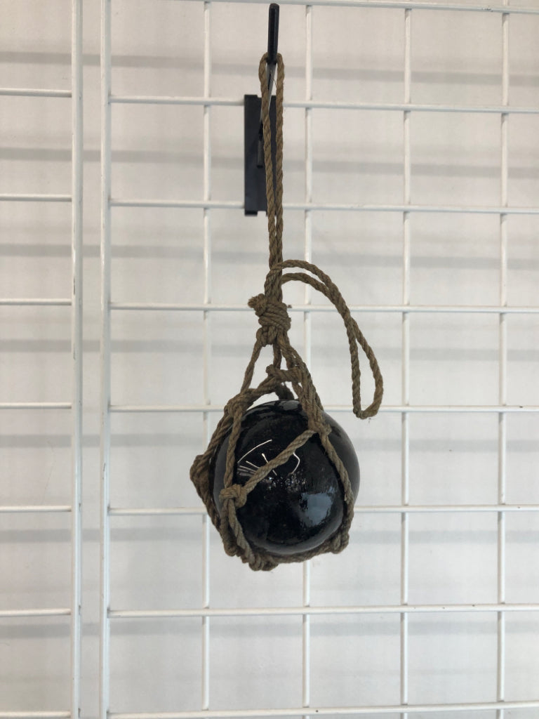 RUSTIC HANGING GLASS SPHERE.