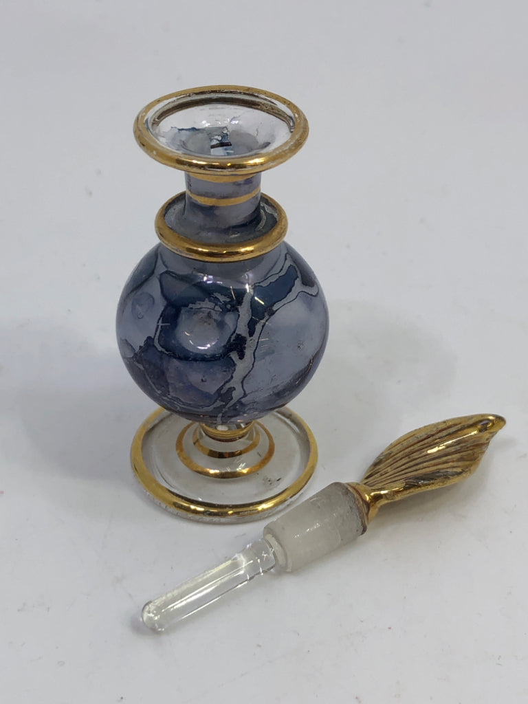 BLUE MARBLE ROUND PERFUME BOTTLE.