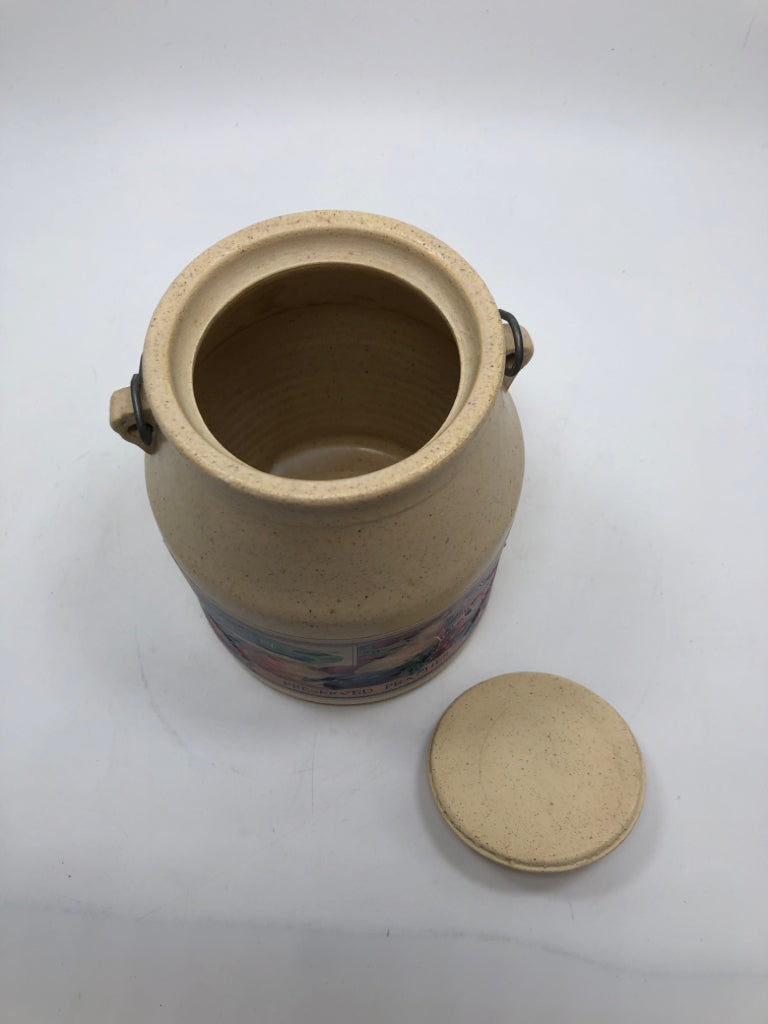 VTG STYLE HEINZ PEACHES STONEWARE CROCK.
