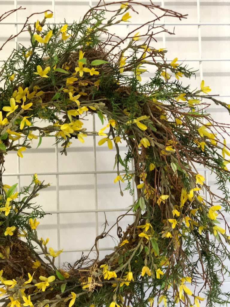 FAUX FORSYNTHIA WREATH.