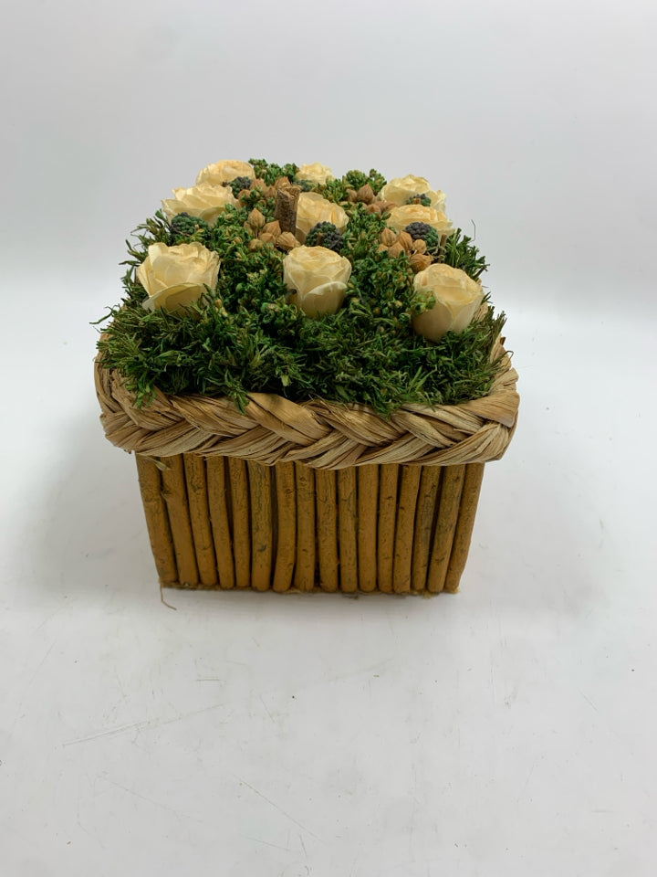 RUSTIC FLORALS IN STICK PLANTER.
