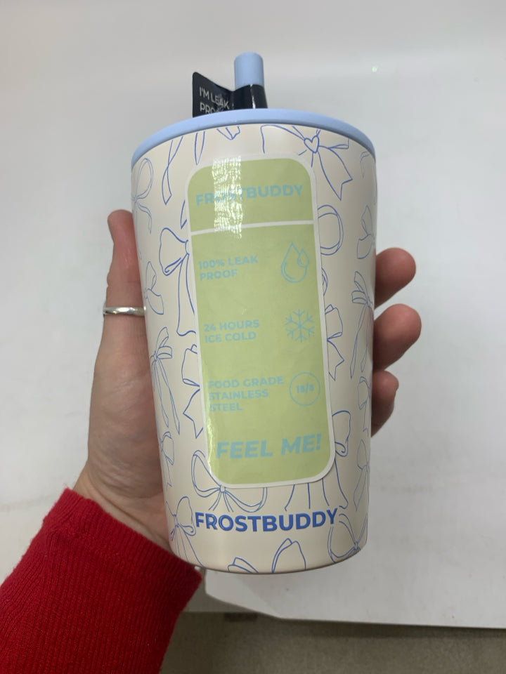 FROSTBUDDY W/ BOWS MUG W/ STRAW.