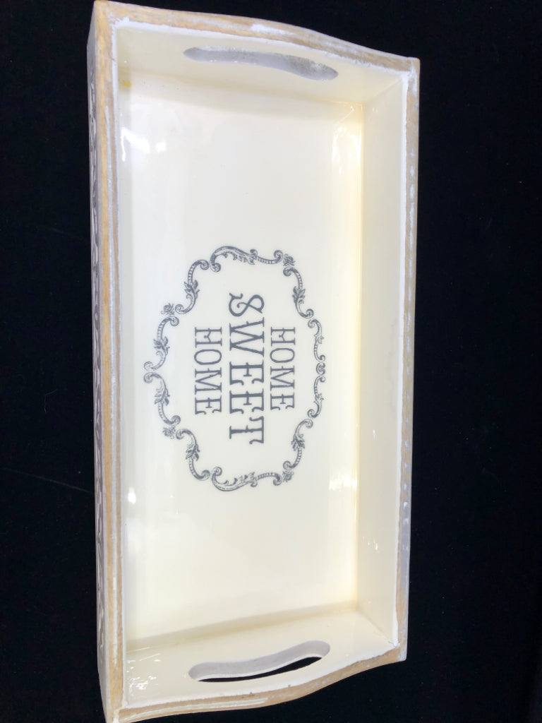 HOME SWEET HOME GREY DISTRESSED TRAY W HANDLES.