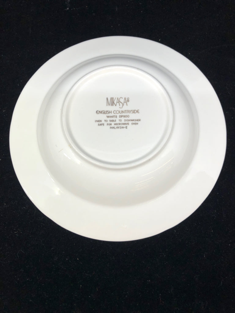 7 WHITE GRAPE EMBOSSED SHALLOW BOWLS.