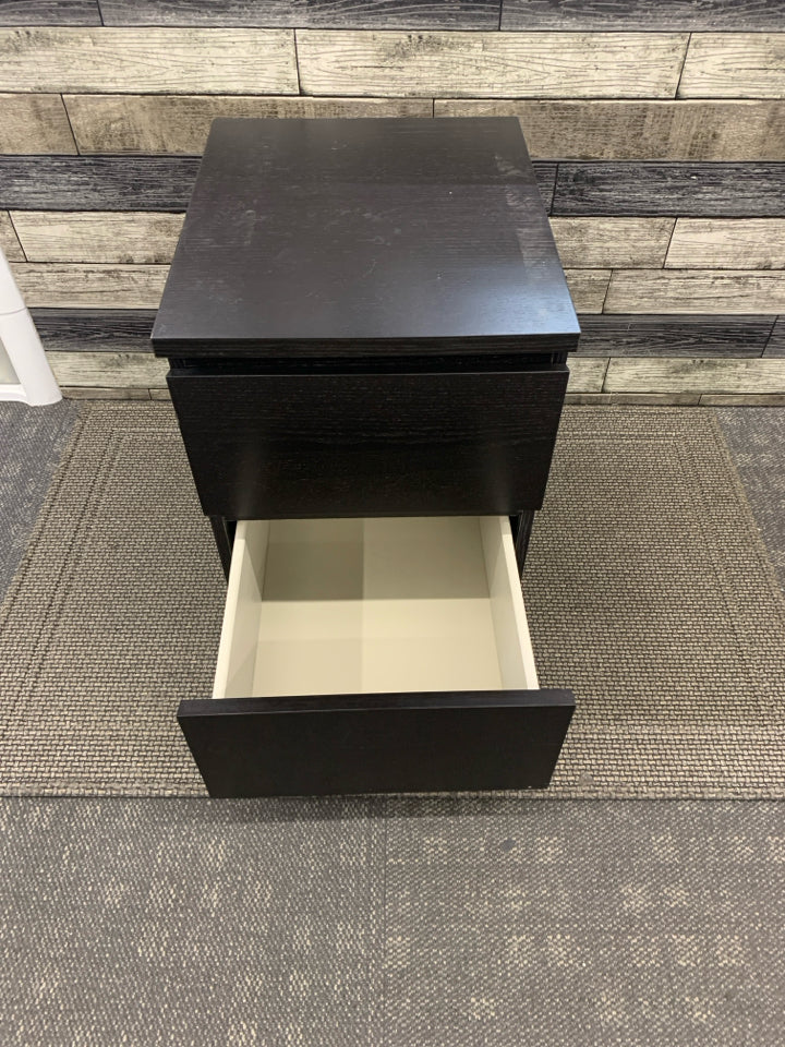 BLACK 2 DRAWER NIGHTSTAND.