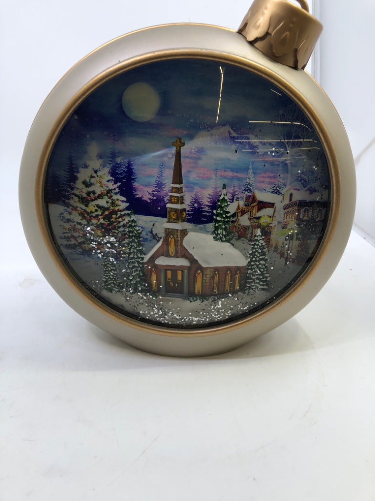 LARGE GOLD CHURCH WATER GLOBE DECOR.