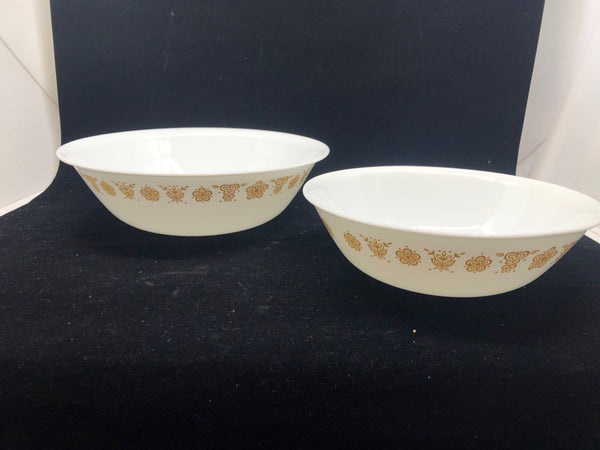 2 YELLOW FLORAL PATTERN SERVING/ MIXING BOWLS.