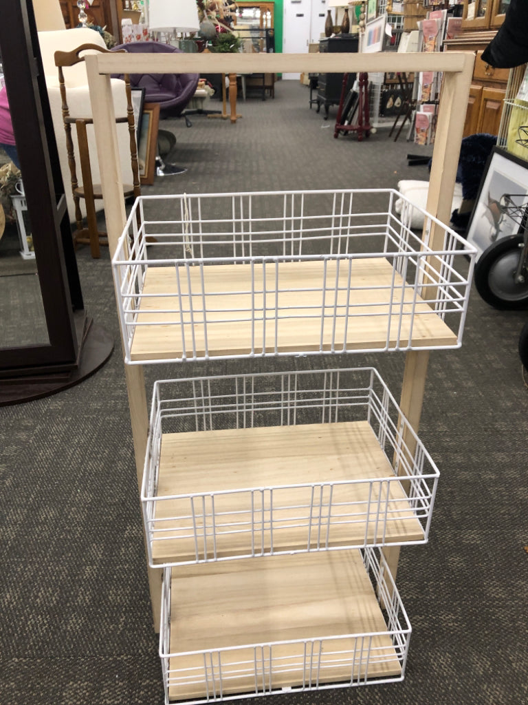 3-TIER BLONDE WOOD ORGANIZER.