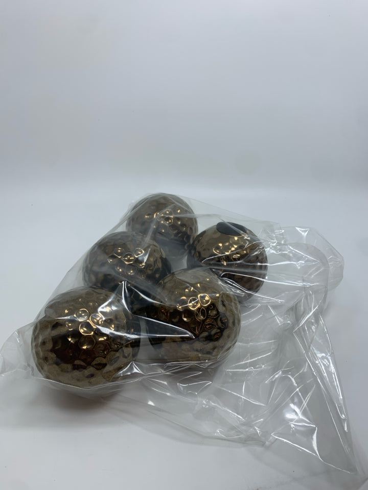 5 GOLD CERAMIC DECORATIVE BOWL SPHERES IN BAG.
