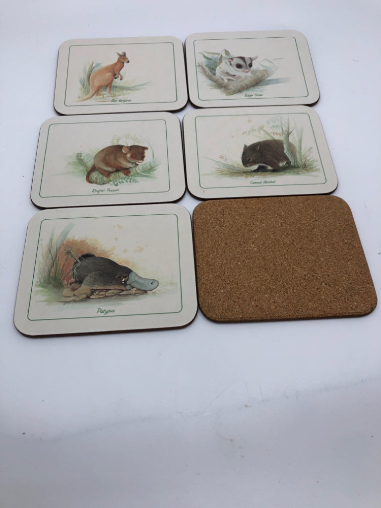 6PC ANIMAL COASTERS.