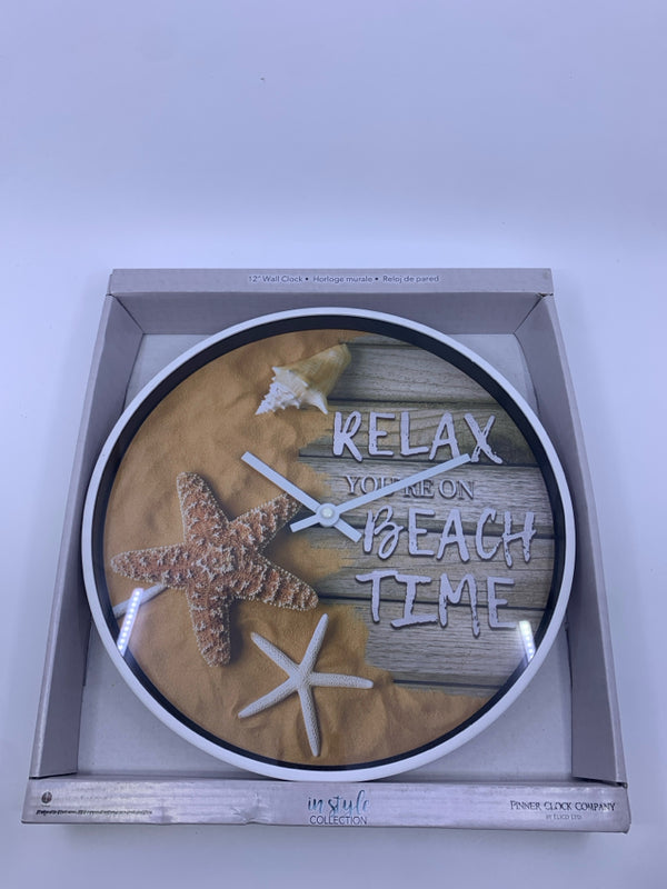 "RELAX YOURE ON BEACH TIME" CLOCK.