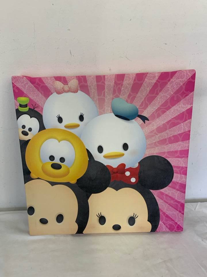 PINK DISNEY TSUM TSUM CHARACTERS CANVAS WALL ART.