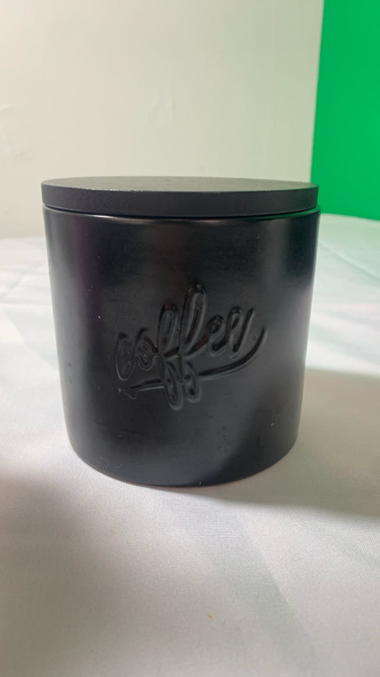 COFFEE CANISTER W BLACK LID.