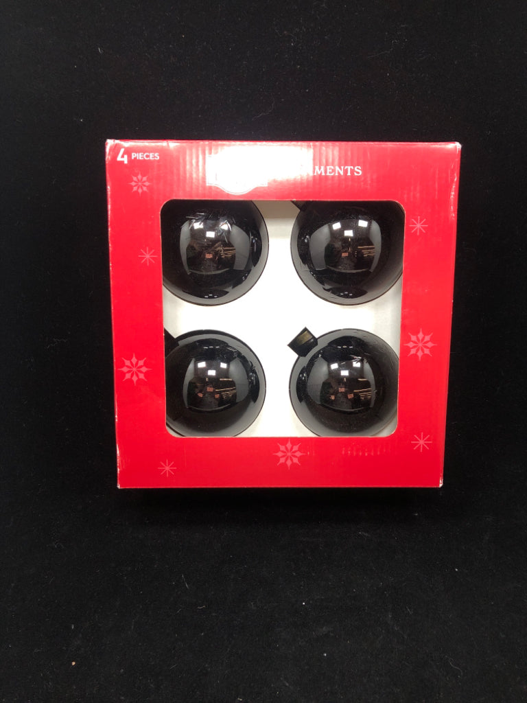 NIB 4 BLACK ORNAMENTS.