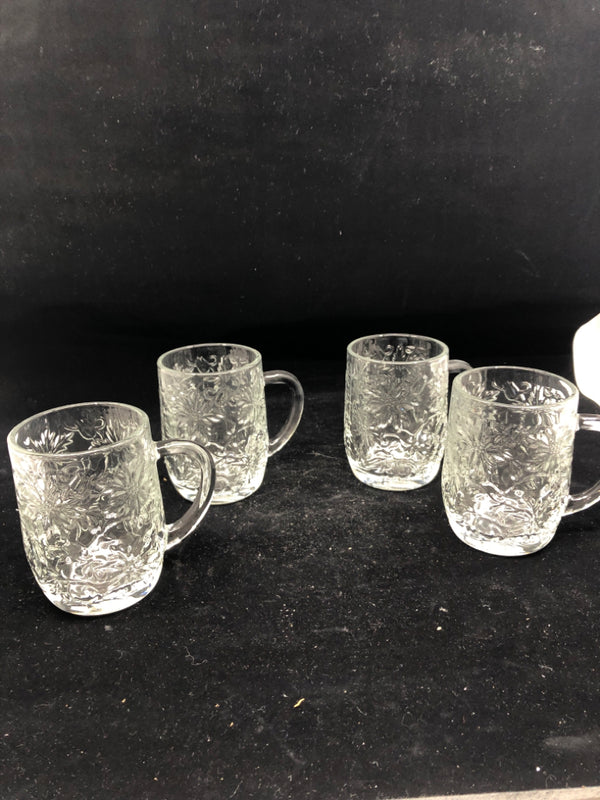 4 POINSETTIA FANTASIA PATTERN PRINCESS HOUSE MUGS.