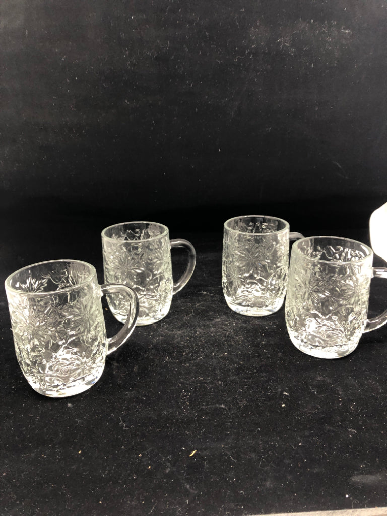 4 POINSETTIA FANTASIA PATTERN PRINCESS HOUSE MUGS.