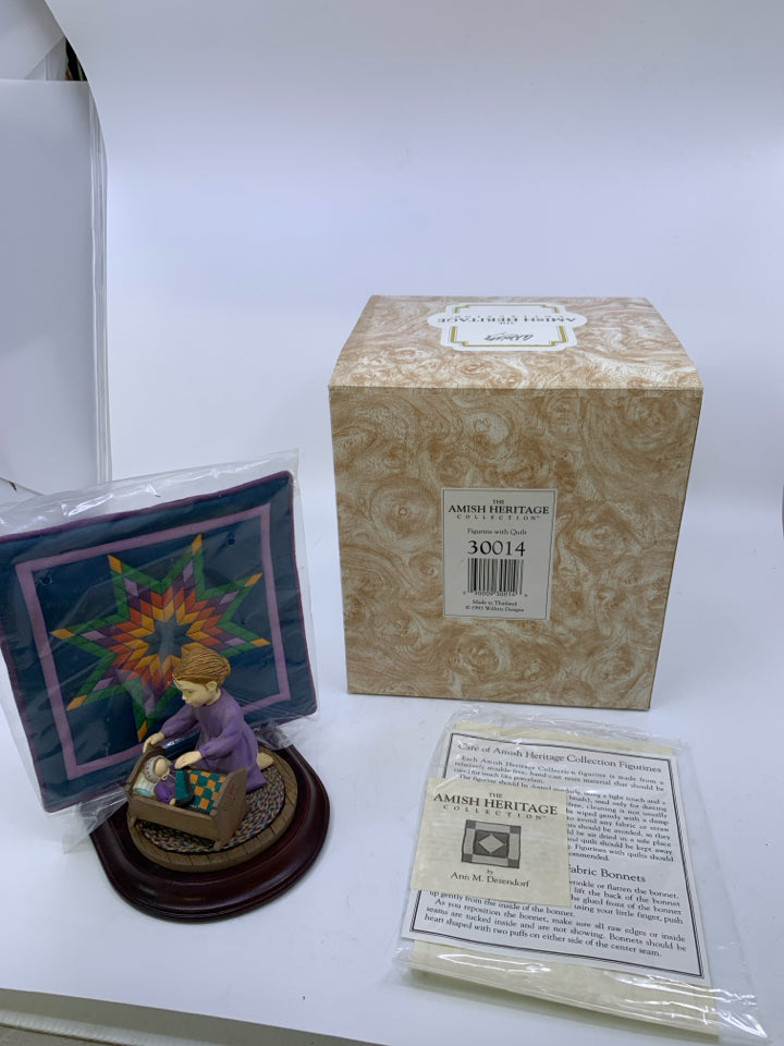 GIRL WITH DOLL IN CRADLE- AMISH HERITAGE COLLECTION.