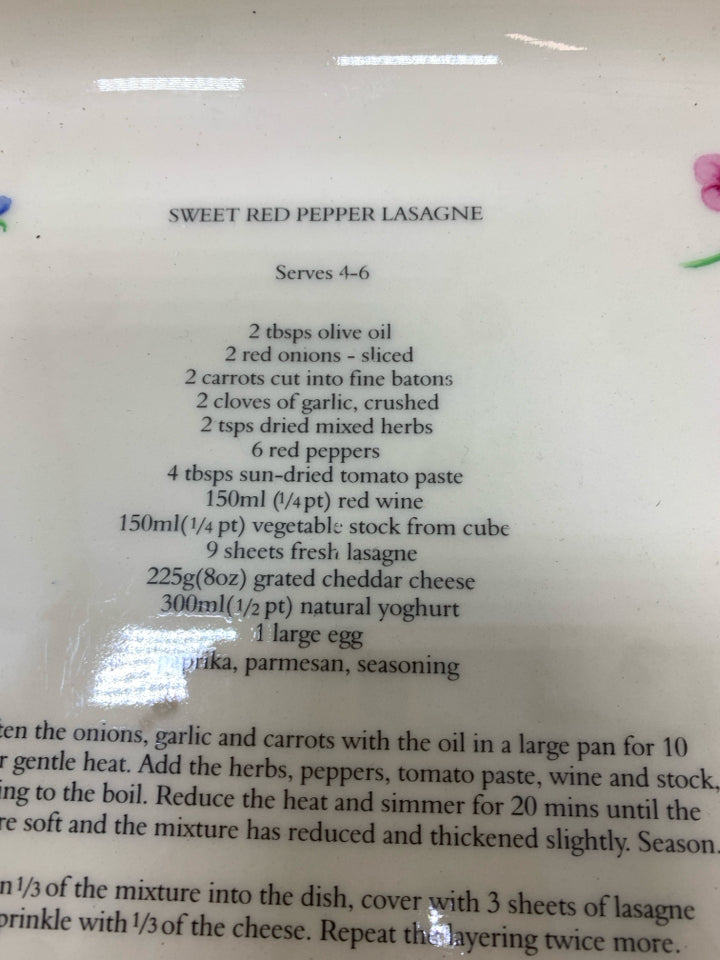 SWEET RED PEPPER LASAGNE RECIPE DISH.