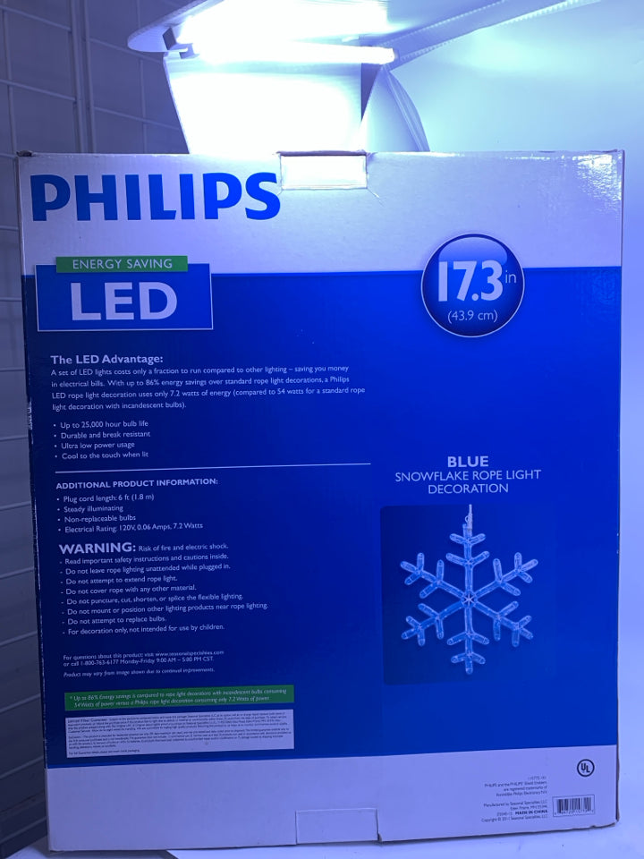 PHILIPS LIGHT UP BLUE SNOWFLAKE IN BOX.