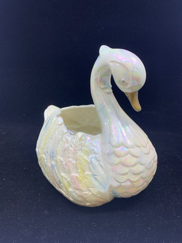 WHITE IRIDESCENT/COLORFUL SWAN.