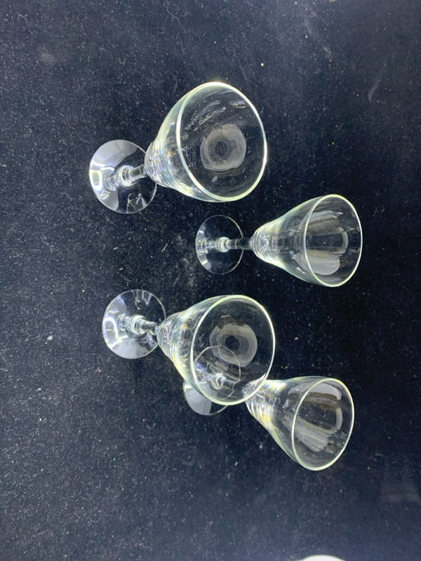 4 SHORT  BRANDY/ CORDIAL GLASSES.