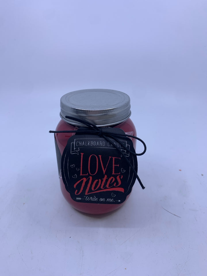 LOVE NOTES RED JAR CANDLE.