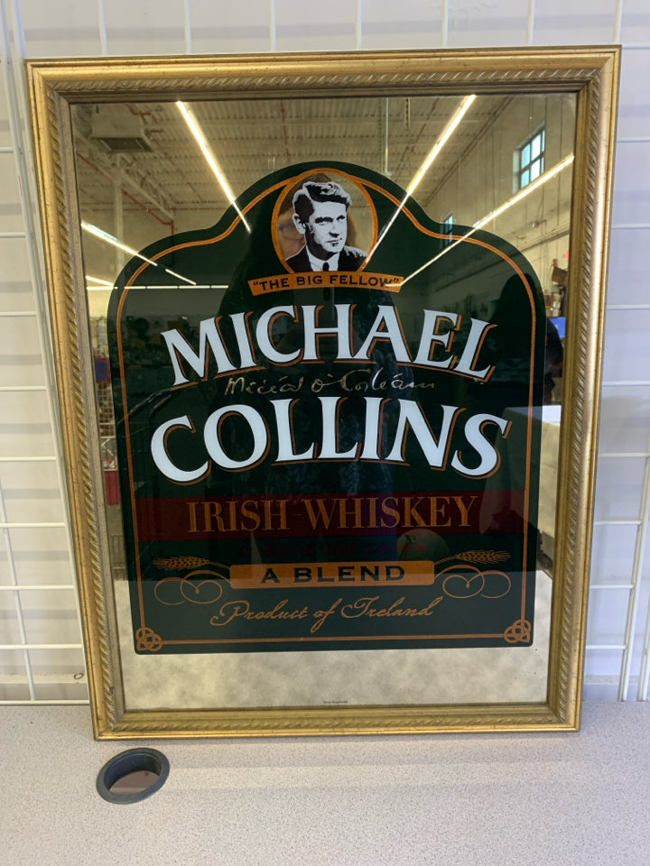 MICHEAL COLLINS IRISH WHISKEY WALL HANGING IN GOLD FRAME.