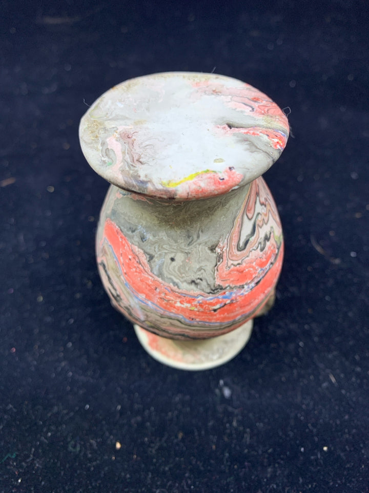 COLORFUL SWIRL CLAY POTTERY VASE.