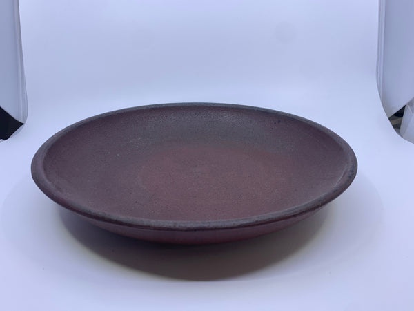 SHALLOW RED WOOD PRIMITIVE BOWL.