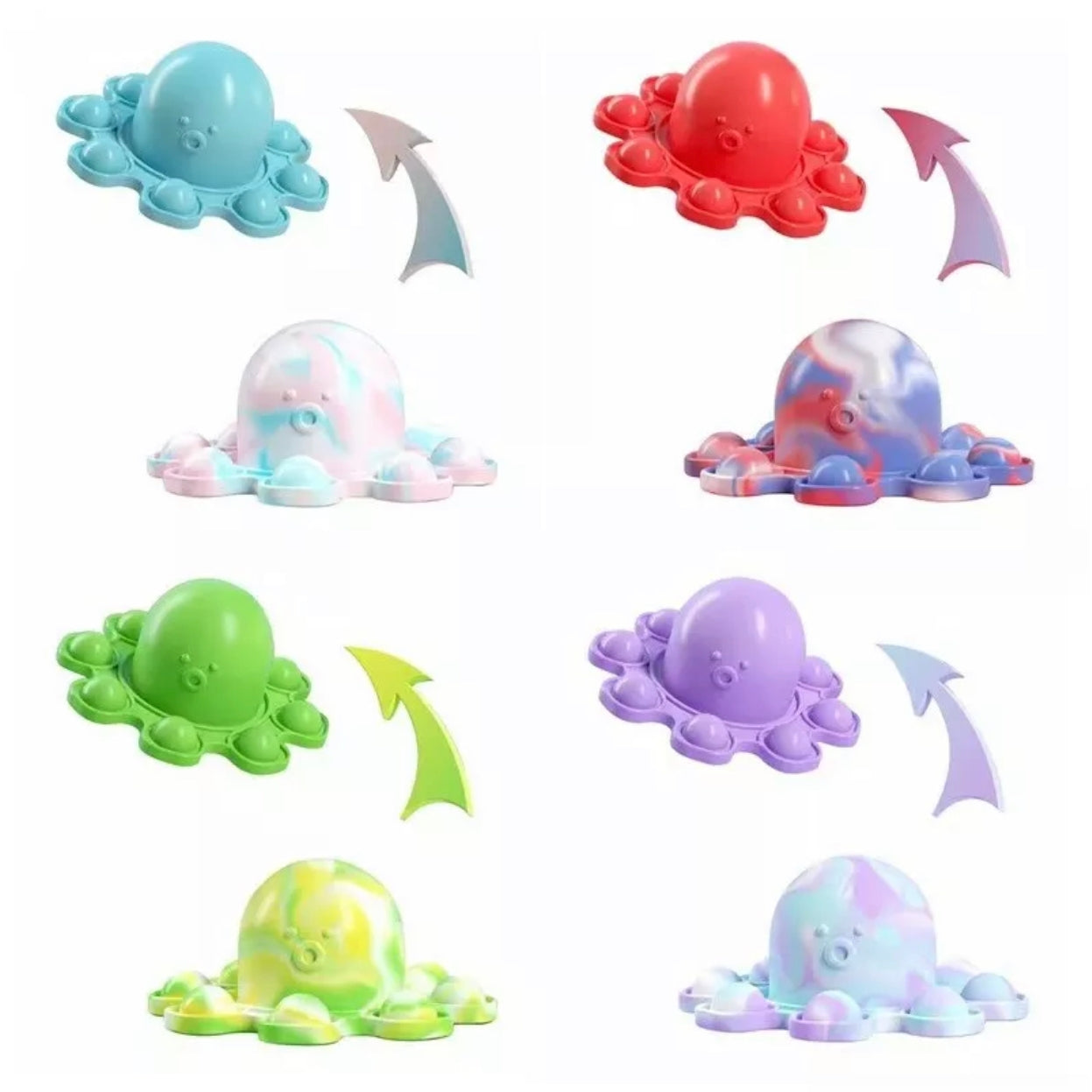 Flip-n-Go Reversible Octopopper Octopus Fidget Keychains