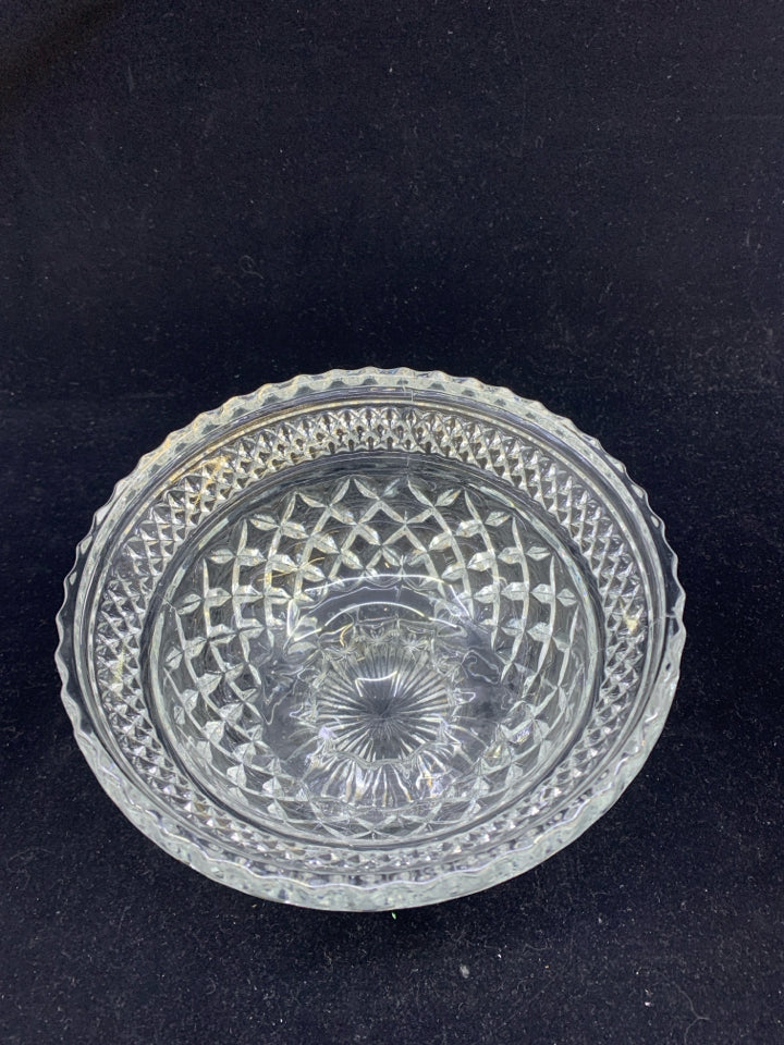 HEAVY FOOTED CUT GLASS CANDY DISH.