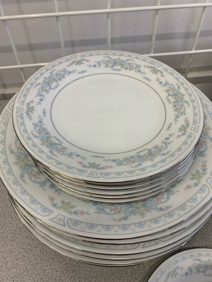 33pc FAIRFIELD PINK AND BLUE FLORAL PATTERN SET-SVC 6+.