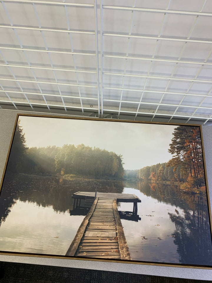 LAKE W/ PIER CANVAS WALL HANGING.