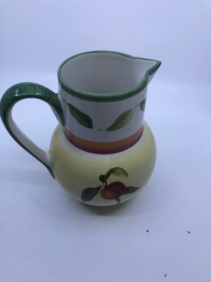 YELLOW AND GREEN PEACHES PITCHER.