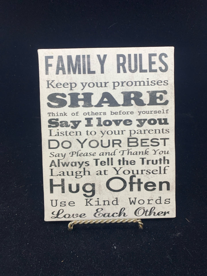 FAMILY RULES MINI CANVAS.