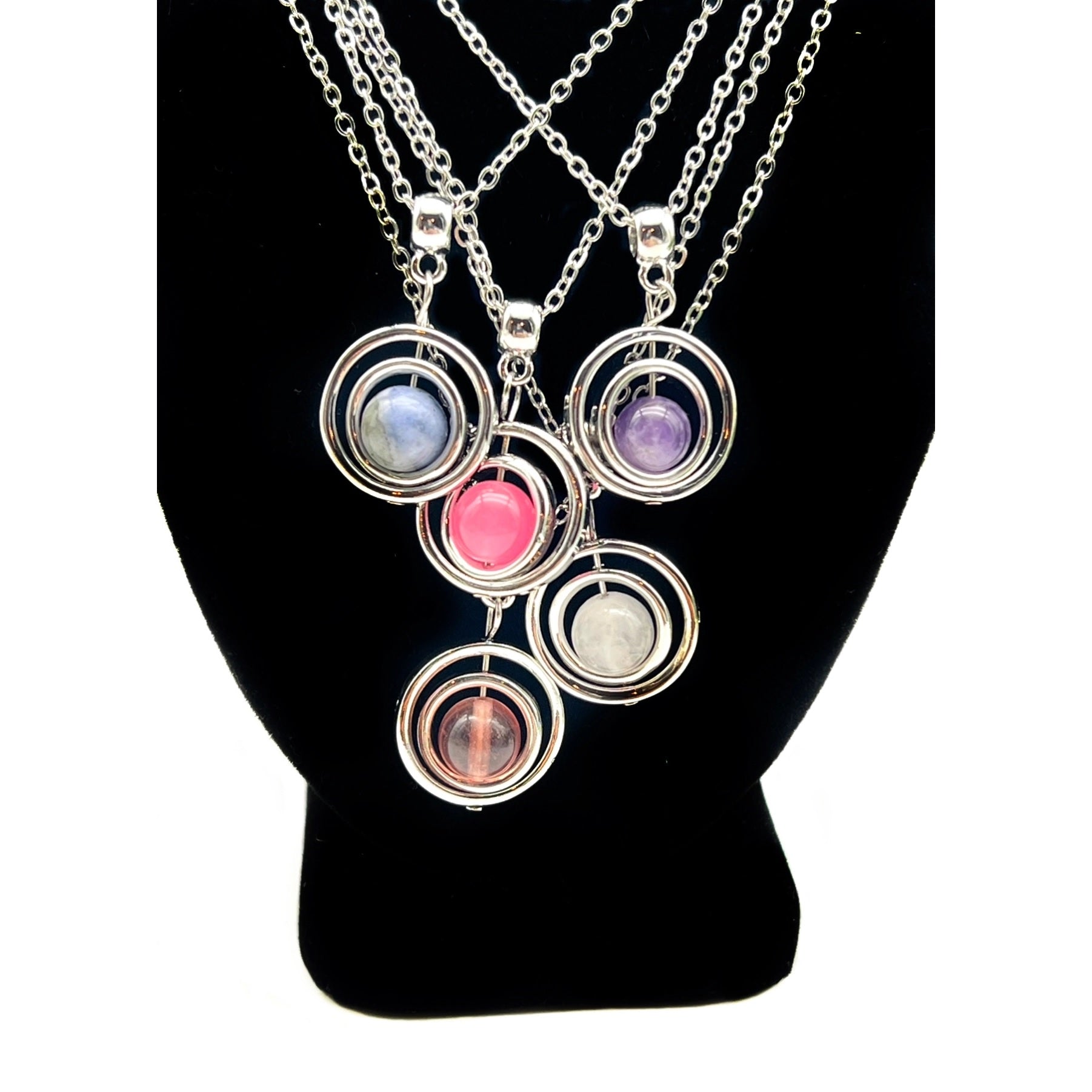 Fidget Anti Anxiety Gem Spinner Pendant Necklace (Assorted Styles)