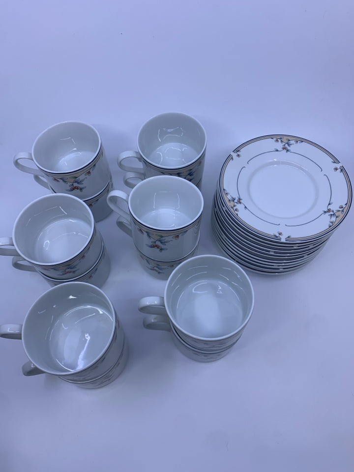 24PC FLORAL TEACUP AND SAUCER SET- SVC FOR 12.