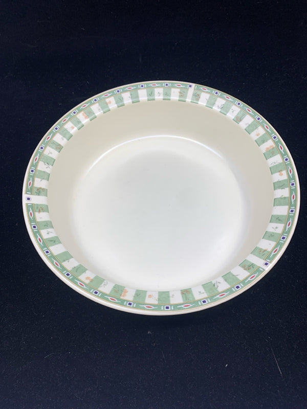 WHITE AND GREEN SERVING BOWL.
