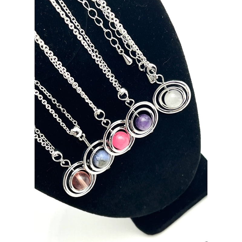 Fidget Anti Anxiety Gem Spinner Pendant Necklace (Assorted Styles)