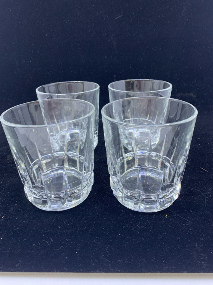 4 CUT GLASS JUICE/ OLD FASHIONED GLASSES.