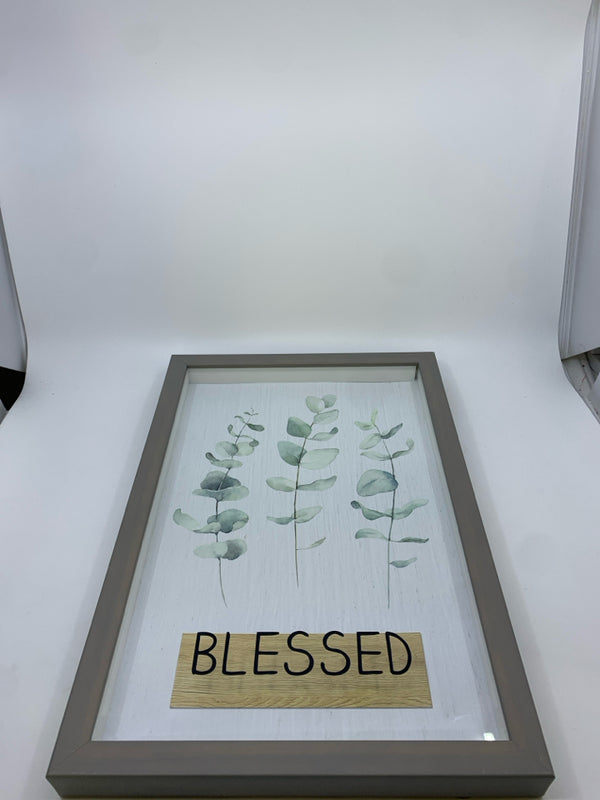 SHADOW BOX GREENERY IN PLANTER "BLESSED".