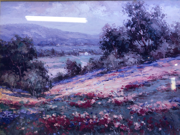 FIELD OF RED AND PINK FLOWERS WALL ART.
