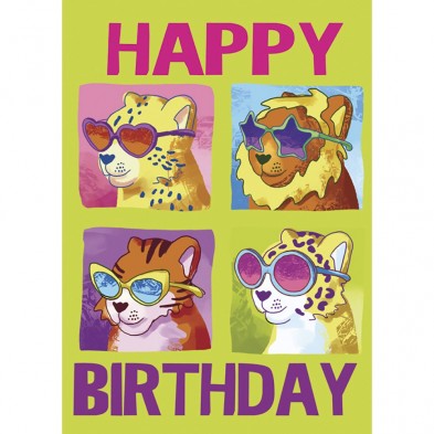 Girls Cool Cats, Birthday Card