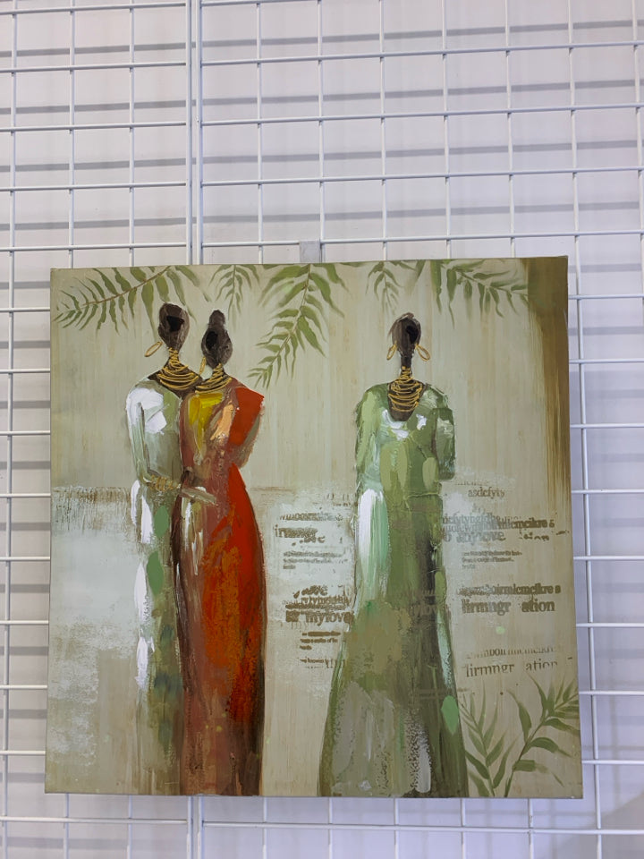 3 WOMAN IN DRESSES WALL CANVAS.