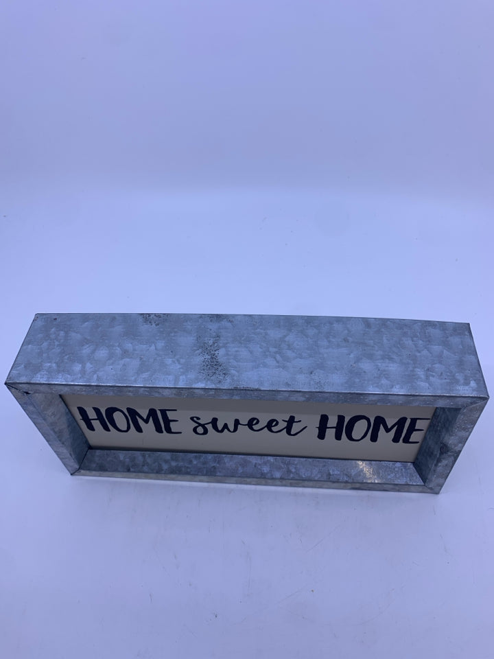 "HOME SWEET HOME" GALVANIZED METAL SIGN.
