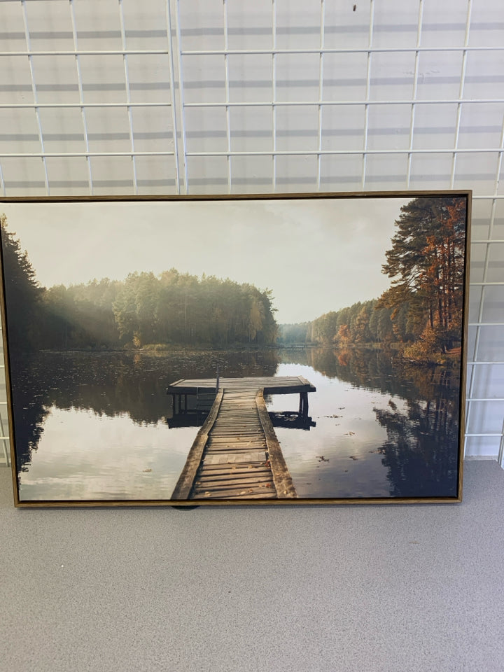 LAKE W/ PIER CANVAS WALL HANGING.