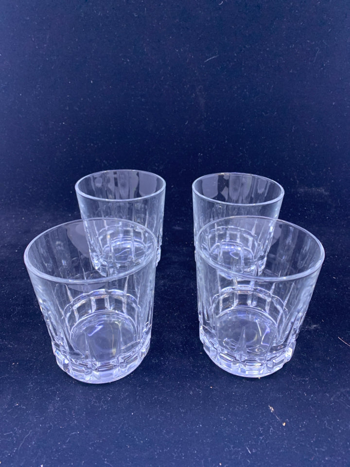 4 CUT GLASS JUICE/ OLD FASHIONED GLASSES.