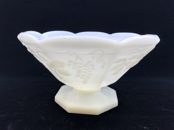 MILK GLASS FOOTED BOWL.
